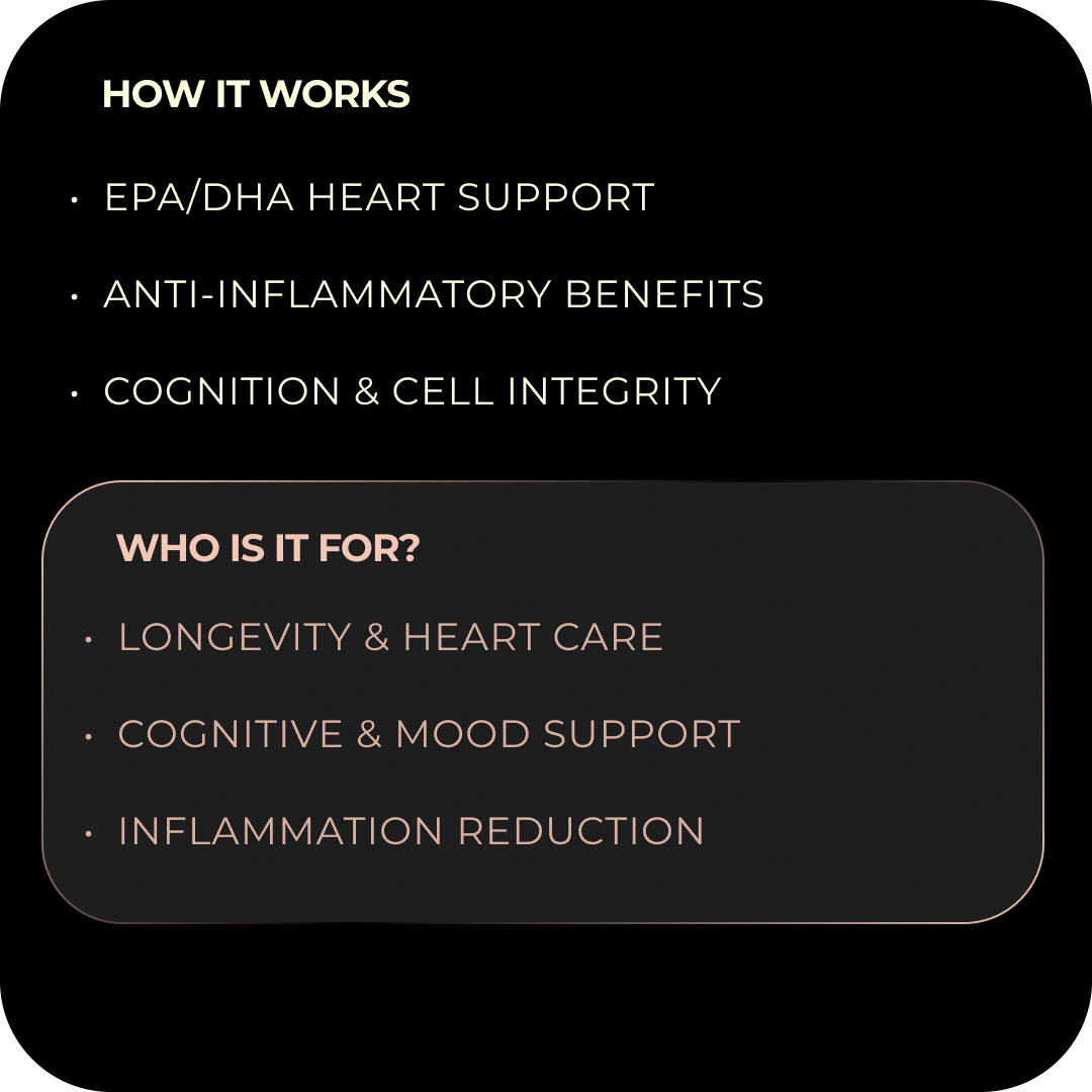 Text detailing the benefits and target audience of a product on a black background
